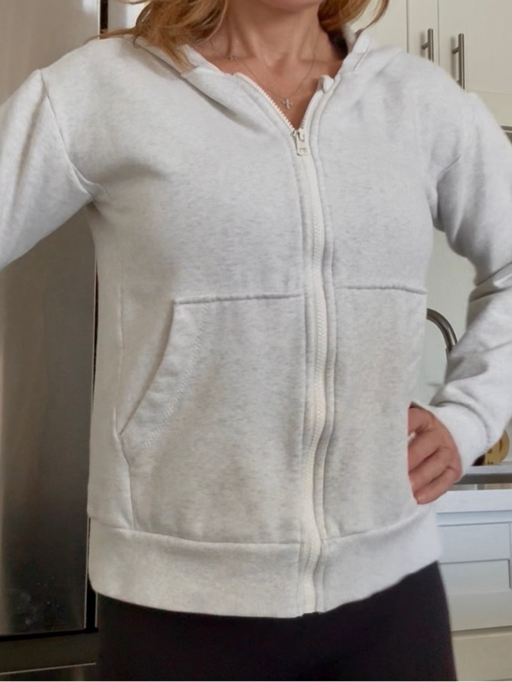 Athleta Light Gray Zip-Up Hoodie